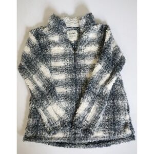 Dylan Los Angeles Sherpa Fleece Half Zip Pullover XS Gray Cream Cozy Sweater